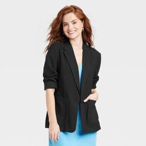 A New Day - Women's Relaxed Fit Essential Blazer - A New Day B Black
